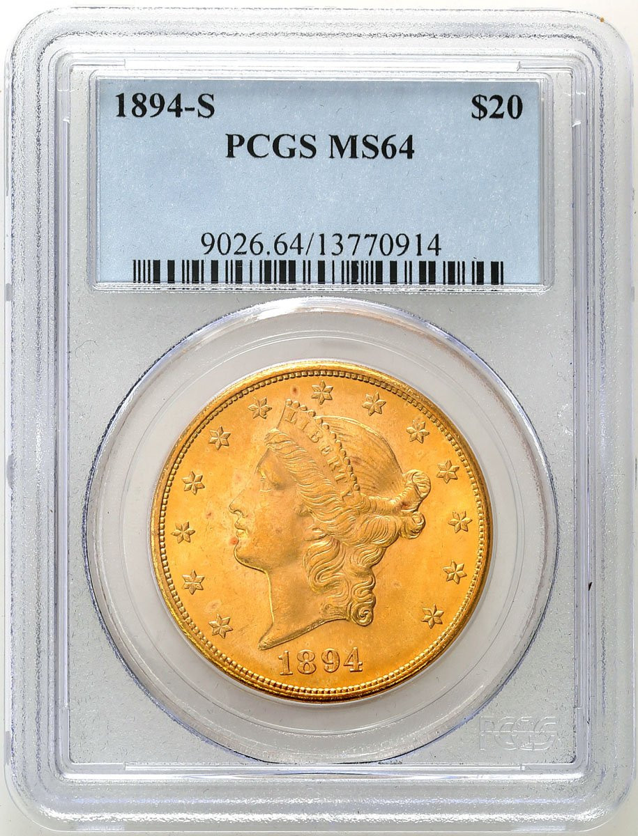 USA. 20 dolarów 1894 S San Francisco PCGS MS64